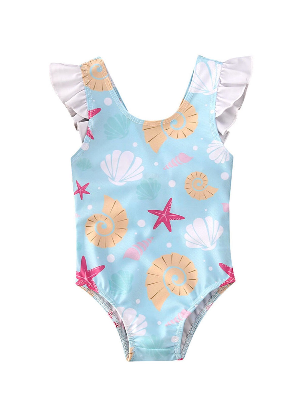 Toddler Baby Girls Swimwear Shell Ruffle Bow Bikini Swimsuit Swimming ...