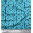 thumbnail image 1 of Soimoi Blue Cotton Cambric Fabric Maze Cube Geometric Print Fabric by Yard 56 Inch Wide, 1 of 3