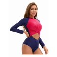 thumbnail image 3 of Top-kevin Women's Long Sleeve One Piece Swimsuits Rash Guard Modest Full Coverage Bathing Suit, 3 of 13