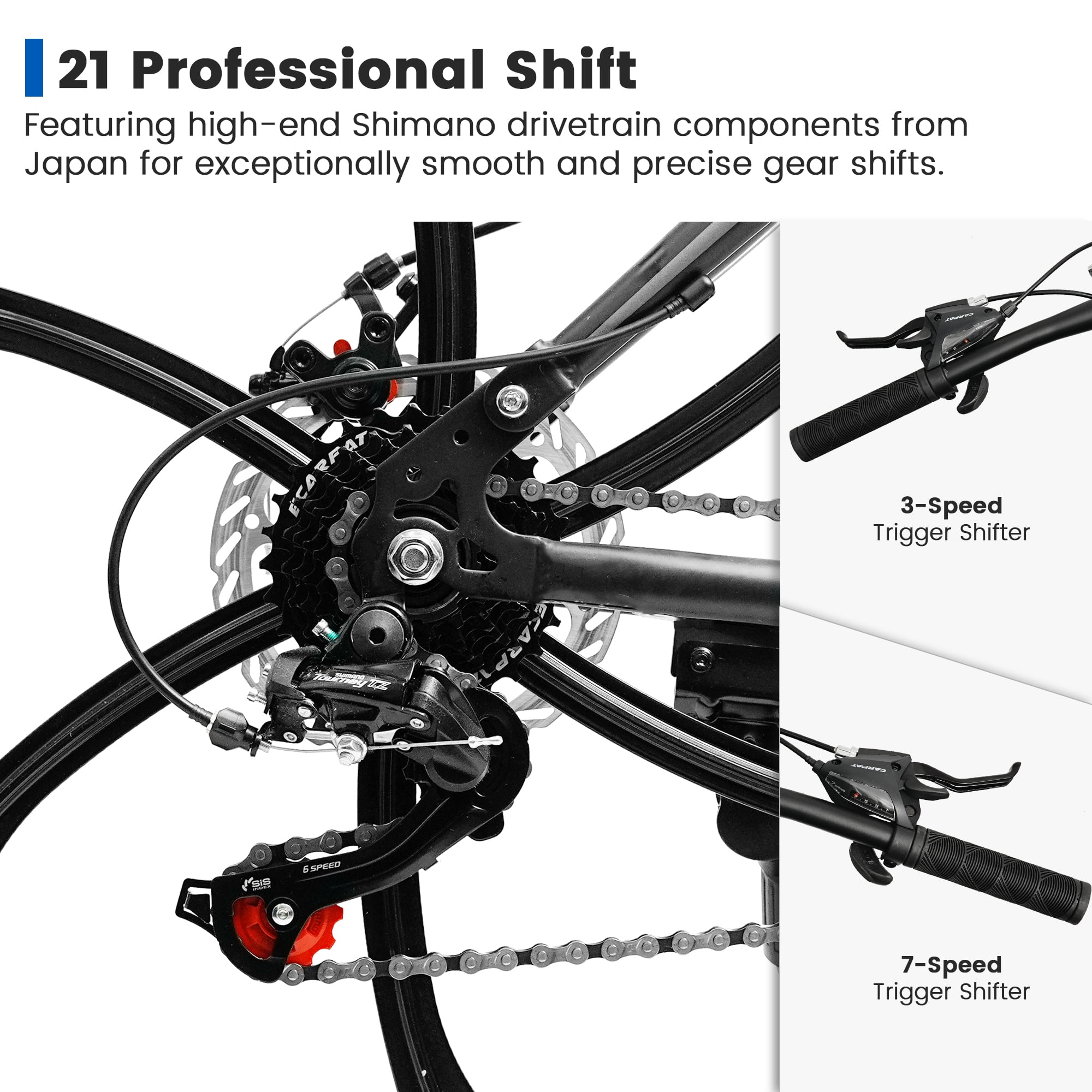 26 Inch Full Suspension Mountain Bike for Men, 21 Speed Mountain Bicycle with Dual Disc Brakes, High-Carbon Steel Frame Outdoor MTB Bike for Men Adult, Black
