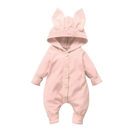

Boys Bodysuits Baby Girls Rabbite Ear Solid Jumpsuit Soft Romper Clothes