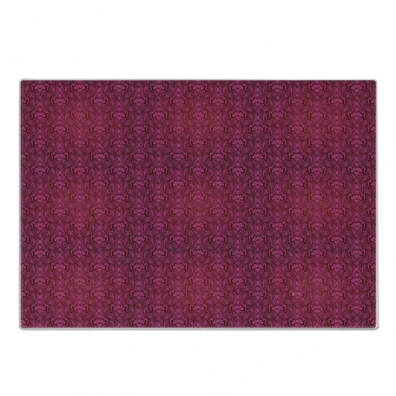 Magenta Cutting Board, Monochrome Flourishing Flowers with Leaves Pattern Royal Garden Design, Decorative Tempered Glass Cutting and Serving Board, Small Size, Magenta and Purple, by Ambesonne