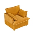 thumbnail image 5 of 36" Small Chaise Lounge Indoor, Modern Corduroy Sleeper Chair with Ottoman and Armrests, Single Sofa Chair with Thick Cushion for Living Room, Yellow, 5 of 7