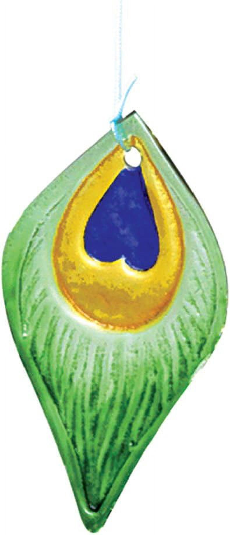 Bits and Pieces Colorful Peacock Wind Chimes Metal and Glass Hanging Sculpture and Chimes