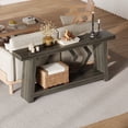 thumbnail image 3 of 70.9 Inch All-Wood Console Table, Extra Long Sofa Table Behind Couch with Stable Trapezoid Structure, 2-Tier Narrow Entryway Table, Hallway Stand for Living Room, 3 of 7