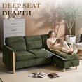 thumbnail image 3 of MOONMISS 3-Seater Chenille Sectional Sofa with Storage Ottoman & Side Pocket Convertible Chaise Lounge for Living Room,Olive, 3 of 6