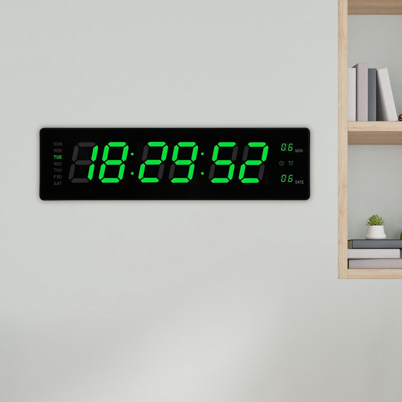 Baoblaze LED Digital Clock Bedroom Display Date Calendar Bar Wall Hanging Alarm Clock Green
