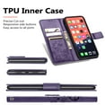 thumbnail image 2 of PU Leather Case for iPhone 13 Mini 5.4" 2021, Allytech Stand Foldable Case with Credit Card Holder Embossed Floral Interior TPU Shockproof Skin Case for iPhone 13 Mini, Purple, 2 of 4
