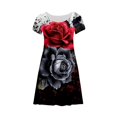 thumbnail image 4 of asddcavvf Robes pour Femmes Manches Courtes Été Impression 3D Robe Femme Manches Courtes Col Rond, 4 of 5