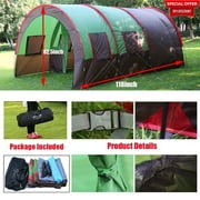 Waterproof 8-10 Person One Bedroom Two Living Room Double Layer Tunnel Family Party Outdoor Camping Large Tent