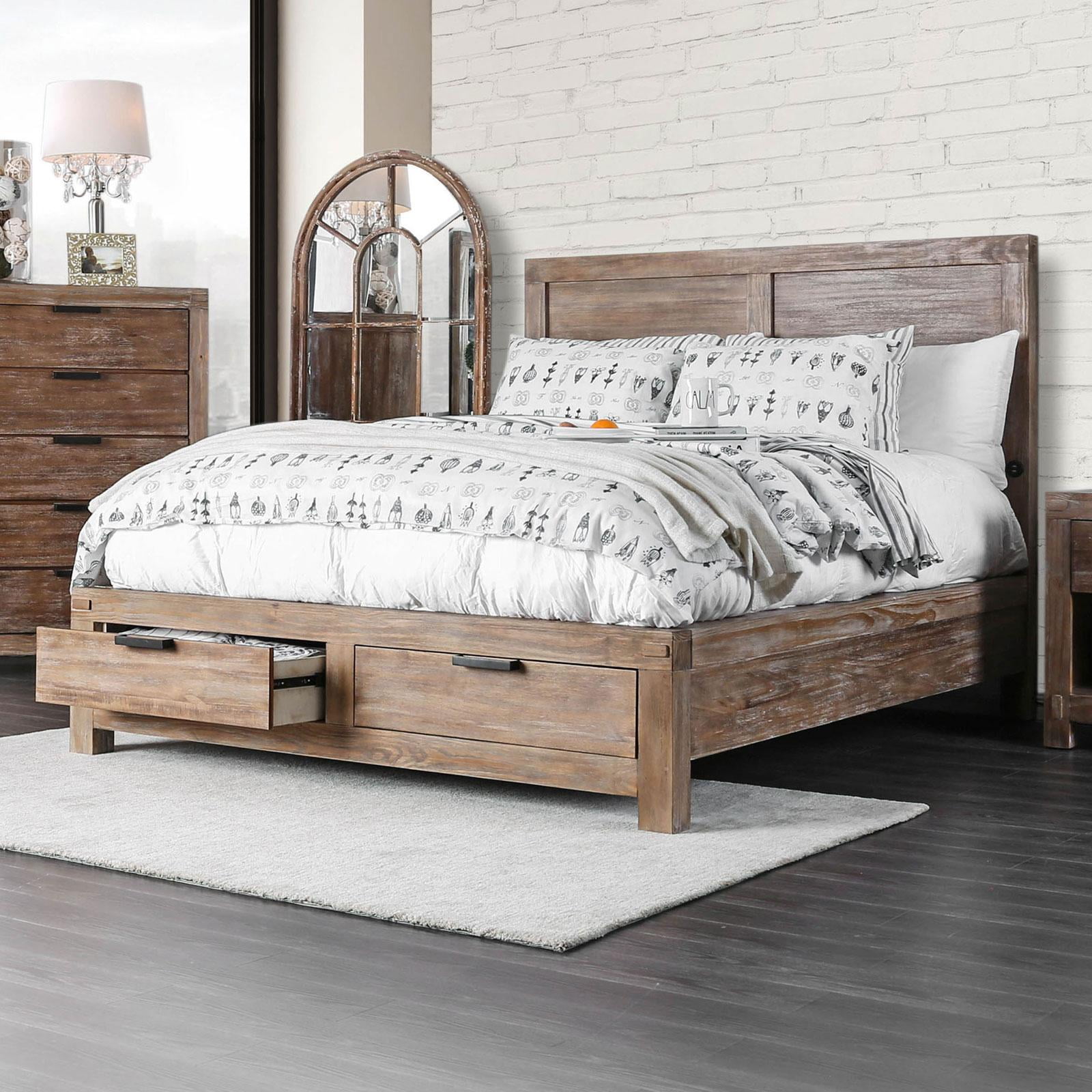 Transitional Wood California king Storage bed in Brown Wynton by FoA