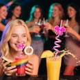 thumbnail image 6 of 10 Pcs Reusable Family Party Straws, Fun Pink Bow Silly Swirly Plastic Straws for Kids Birthday Party Decorations, Woodland Party Favors, 6 of 7