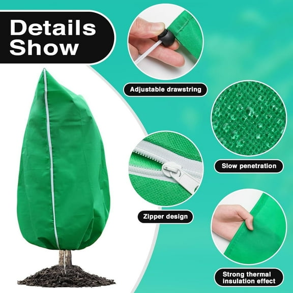 Plant Cover Tree Freeze Protection, Shrub Protecting Bag,Reusable Plant Frost Protection Covers With Zipper & Drawstring, Protection Yard Garden Winter Blankets Outdoor Shrubs, Trees & Potted Plants