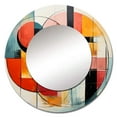 thumbnail image 2 of Designart "Blue Orange Mid Century Geometric composition I" Abstract Collages Blue Large Round Mirror - Round Mirror Wall Décor - Mid-Century Round Printed Mirror 36" x 36" Inch, 2 of 5