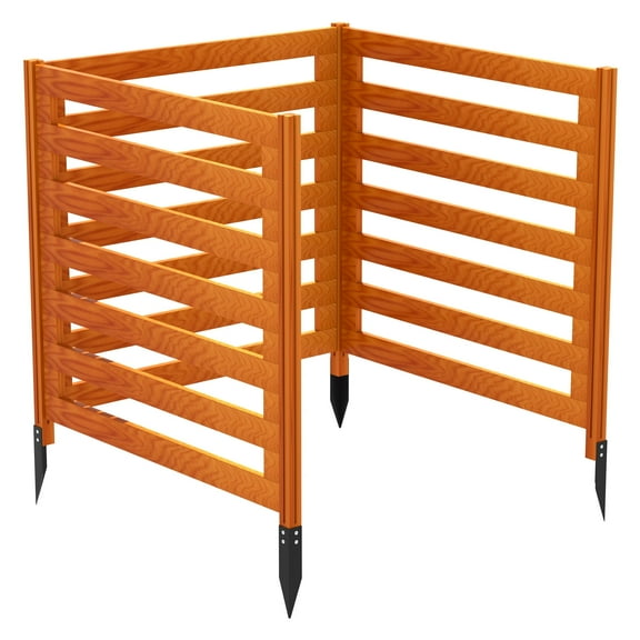 Air Conditioner Fence Panels with 4 Metal Stakes, 3 Panels 36" Outdoor Wood Privacy Screens, Brown Equipment Enclosure for Backyard, Garden, Patio, Pool, Outside