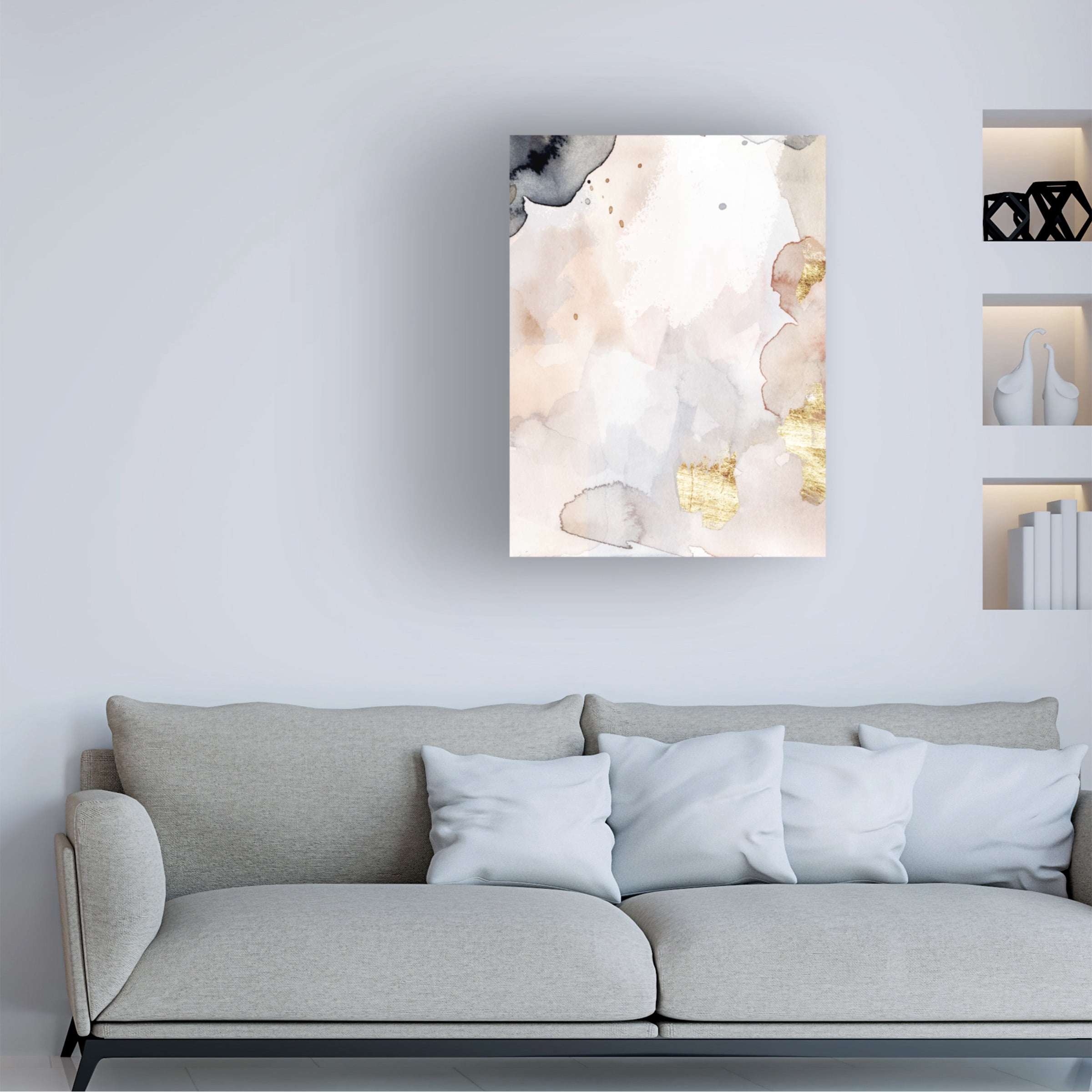 Victoria Barnes 'Indigo Blush and Gold I' Canvas Art