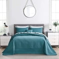 thumbnail image 1 of Oversized King Bedspread Lagoon 128x120 Extra Wide, Ultrasonic Coverlet Bedding Set, Lightweight Thin Comforter, Reversible, 4 Piece, 100% Microfiber, King/Cal King, Lagoon, 1 of 6