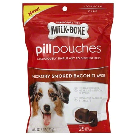 Hickory Flavor - Milk-Bone Pill Pouches Hickory Smoked Bacon Flavor Dog Treats - 6-Ounce