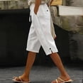 thumbnail image 2 of Womens Bermuda Shorts Loose Fit Straight Leg Cropped Pant Elastic Waist Beach Vacation Casual Summer Shorts, 2 of 5
