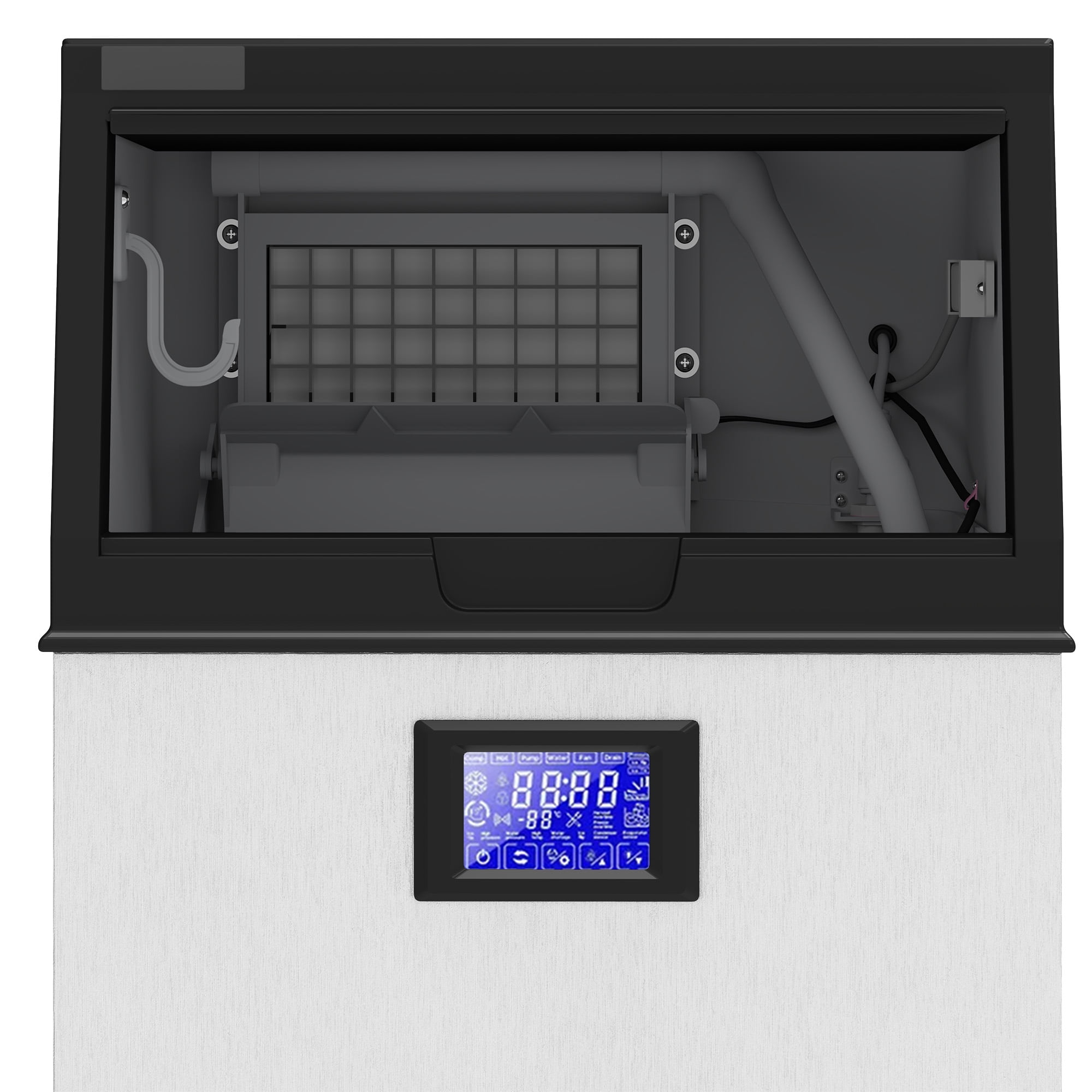 Dextrus Commercial Ice Maker 132lbs/24h with 33lbs Storage Bin,Freestanding Ice Machine,LCD Panel  with Blue Light & Stainless Steel Scoop