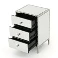 thumbnail image 3 of Neyri Mirrored Nightstand, Mirrored Nightstand, Bedroom Nightstand, MDF Nightstand, Mirrored Bedside Table, Silver Nightstand, Three Drawer Nightstand with Clear Knobs, 3 of 5
