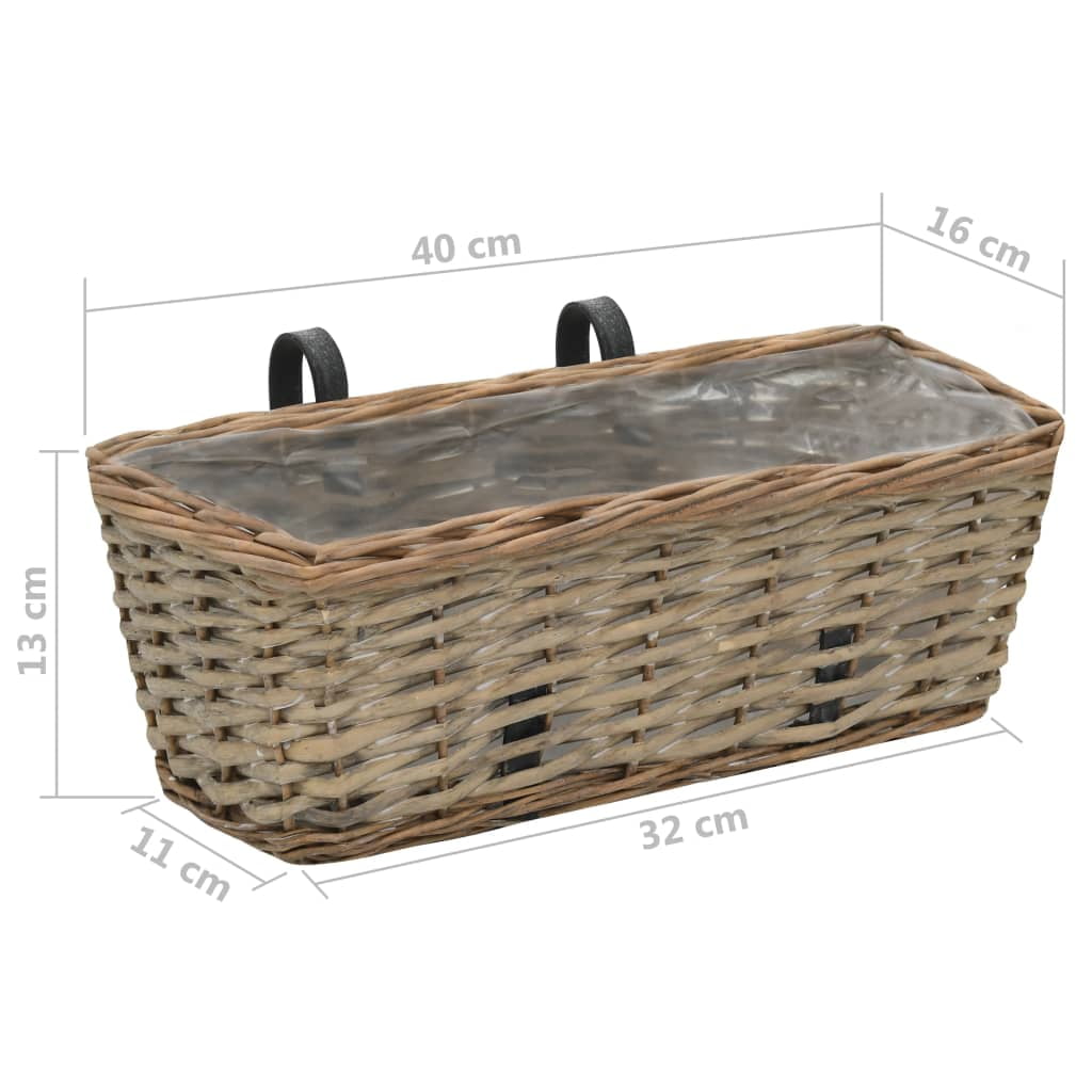 Kepooman 2pcs Planter Wicker with Pe Lining for Balcony Patio Backyard, Brown