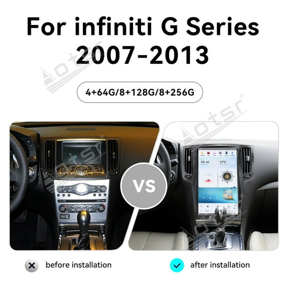 Aotsr 13.6 inch Tesla style screen car radio player for infiniti G Series 2007-2013 Android head unit IPS touch screen car GPS navigation multimedia player