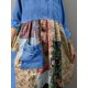 thumbnail image 3 of Vestido camisero de mezclilla de manga larga estilo bohemio con cuello vuelto y retazos para mujer, estilo midi, vestidos casuales de otoño, 3 of 4