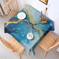 thumbnail image 2 of Blue Gold Wave Marble Pattern Square Tablecloth,Waterproof Square Table Cover,Wipeable Spillproof Washable Table Cover for Home Kitchen Party Decor 42"X42"(107x107cm), 2 of 6