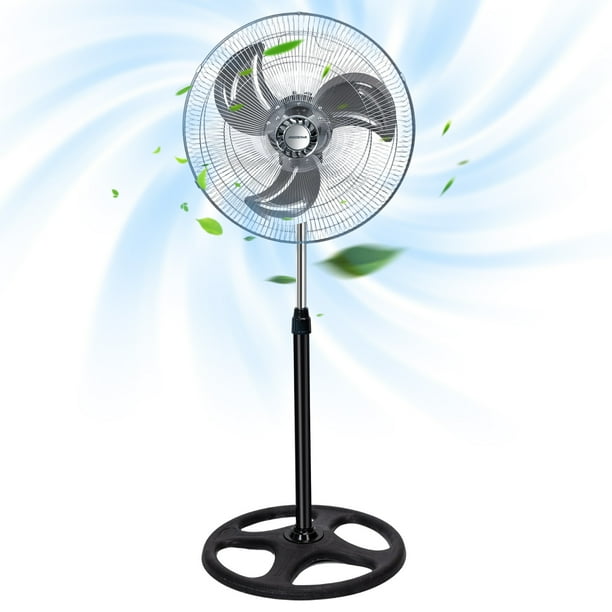 Aigostar Ventilador de Pedestal de 18 Pulgadas, Aspas Metálicas, Gran Flujo de Aire, 3 Velocidades, Oscilación de 90°, Altura Ajustable, Silencioso, Color Negro, para Uso Interior y Exterior