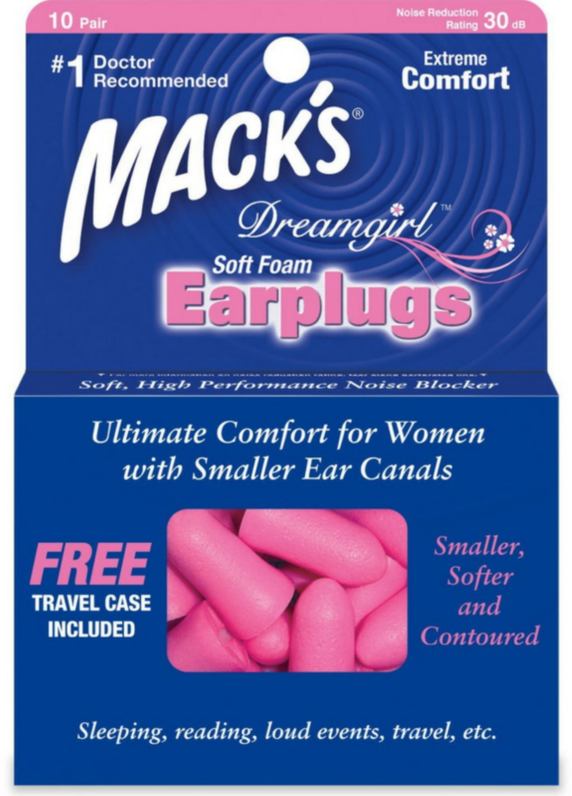 Mack's Dreamgirl Soft Foam Earplugs 10 Pairs (Pack of 3)