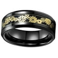 thumbnail image 3 of Wedding Rings Men or Women. 8mm Black Tungsten Band Yellow Gold Gears Inlay, 3 of 5
