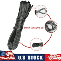 AIRKOUL 1/4"x50' Car Tow Rope 10000LBS Synthetic Winch Rope Line Recovery Cable 4WD ATV UTV w/ Sheath