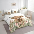 thumbnail image 3 of Feelyou Highland Cattle Kids Bedding Comforter Set 7 Pieces, Pink Groovy Floral Full Bedding Set, Rustic Farmhouse Theme Reversible Fitted Sheet Flat Sheet, Super Cozy Room Decor, 3 of 8