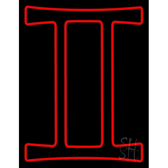 Red Gemini LED Neon Sign 31" Tall x 24" Wide - inches Black Square Cut Acrylic Backing, with Dimmer - Bright and Premium built indoor LED Neon Sign for Storefront.