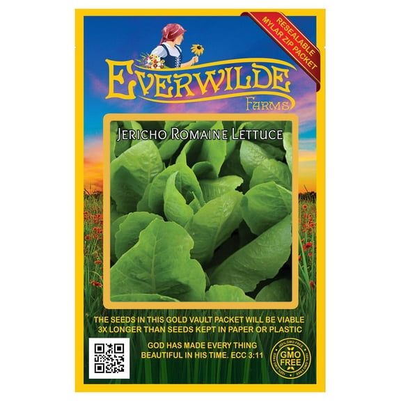 Everwilde Farms 1000 Jericho Romaine Lettuce Plant Seeds, Open Pollinated Heirloom