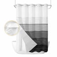 thumbnail image 2 of Black Grey Ombre No Hook Shower Curtain Waterproof, Bathroom Curtains with Snap in Liners and See Through Top Window, Farmhouse Vintage Wooden Striped Hotel Style Bathtub Curtains Shower 72"Wx96"L, 2 of 8
