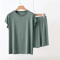 thumbnail image 4 of Njagoc3 Women's V Neck Lounge Set Short Sleeve Top with Contrast Piping and Shorts 2 Piece Summer Sleepwear, 4 of 6