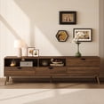 thumbnail image 6 of TV Stand for 75 Inch TVs, Paproos Mid Century Modern 70'' Entertainment Center with Drawers & Open Shelves, TV Console with Doors, Media Console TV Cabinet for Living Room, Office, Dark Brown, 6 of 10