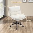 thumbnail image 3 of Gymax Armless Office Chair w/Wheels Curved Backrest Padded Seat Smooth Faux Leather White, 3 of 10