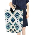 thumbnail image 4 of Yayeee Freestanding Laundry Hamper with Handle Collapsible Large Storage Basket for Clothes, Green Geometric Pattern, 4 of 7