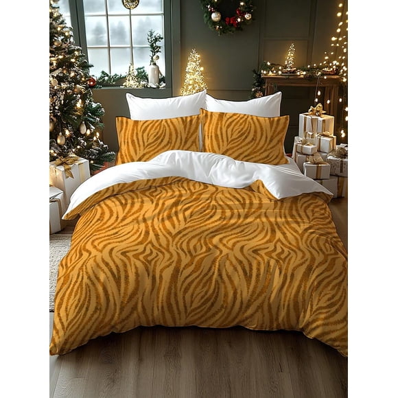 2/3pcs Leopard Print Pattern Digital Printing Brushed Duvet Cover Set, Soft & Comfortable, Suitable For Bedroom, Guest Room, Game Room, Hotel, Dormitory, Can Be Used As Gift