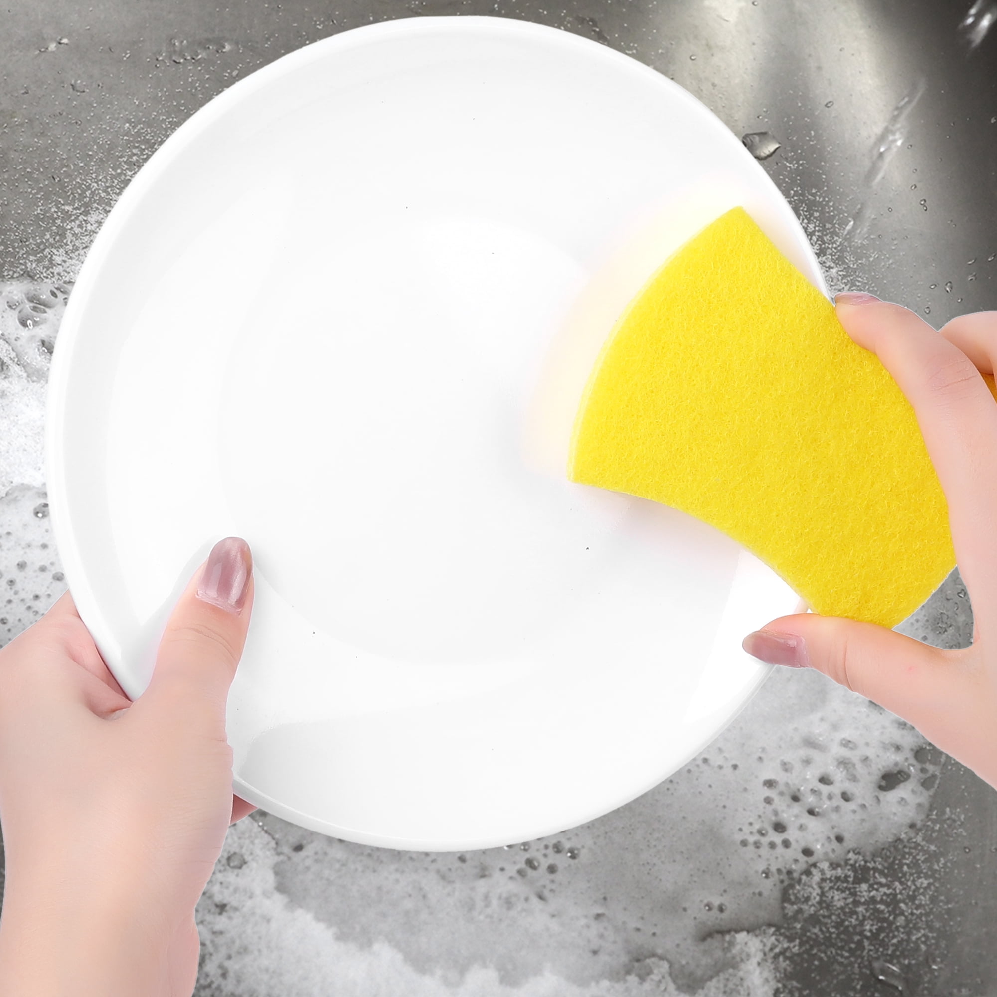 Unique Bargains Kitchen Non-Scratch Sponges Dual Side Sponges Yellow 12 Pcs