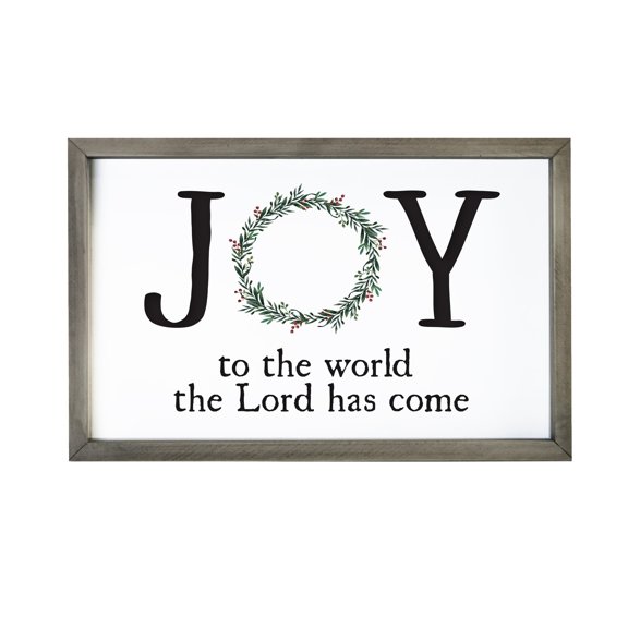 Merry Christmas Framed Shadow Box - Joy To The World Wreath