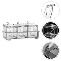 WHAMVOX Acrylic Jar with Spoon Tray Seasoning Storage Case Wide Mouth Pot
