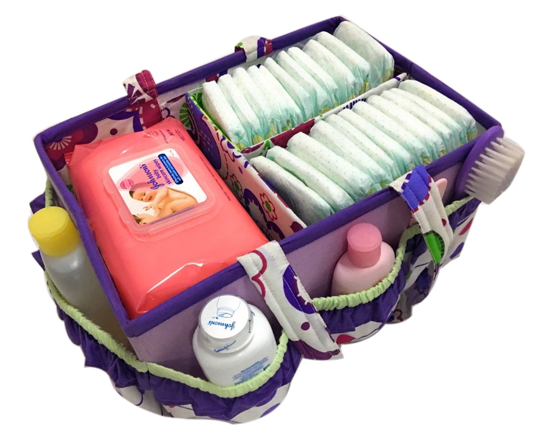 Bacati - Nursery Storage Caddy Botanical Purple/Lilac/Green/Plum Girls