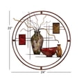 thumbnail image 3 of DecMode Traditional Metal Round Wall Décor, 24"W x 22"H Features Amphora Vase, Bowl and Drinking Bottle Figures, 3 of 10