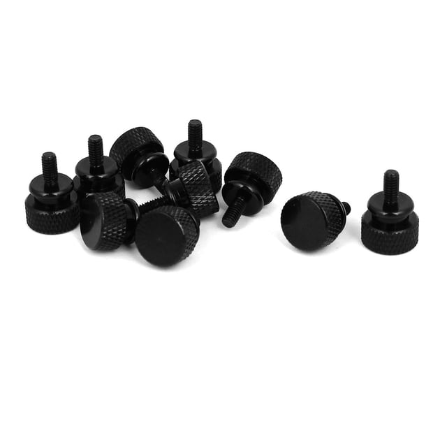 Unique Bargains Computer PC Case Fully Threaded Knurled Thumb Screws Black M3.5x7mm 10pcs