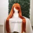 thumbnail image 2 of Peluca Naranja Cobrizo Cabello Liso Largo Fibra Sintetica con Fleco naranja Unitalla Lymalimoon SW Lisa Naranja Cobrizo, 2 of 5