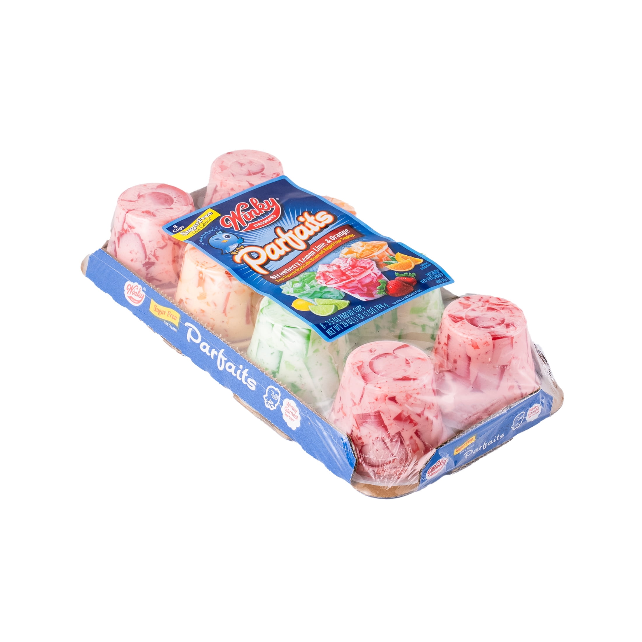 Winky Brand Sugar Free Parfait Gelatin, 8pk Plastic Cups, Refrigerated, Gluten-Free